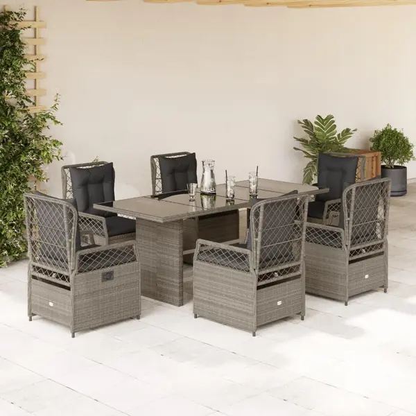 Gossi set mobilier de gradina cu perne, 7 piese gri deschis poliratan