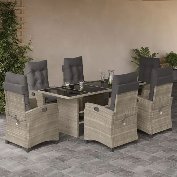 Gossi set mobilier de gradina cu perne, 7 piese gri deschis poliratan