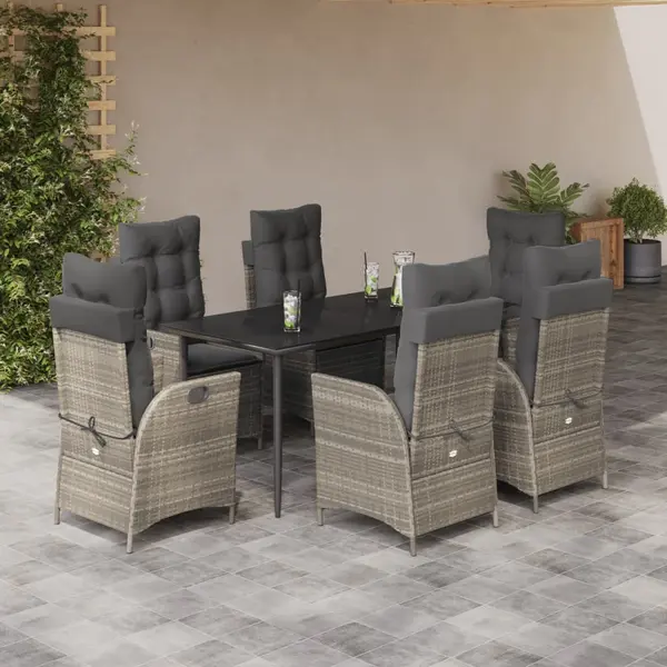Gossi set mobilier de gradina cu perne, 7 piese gri deschis poliratan