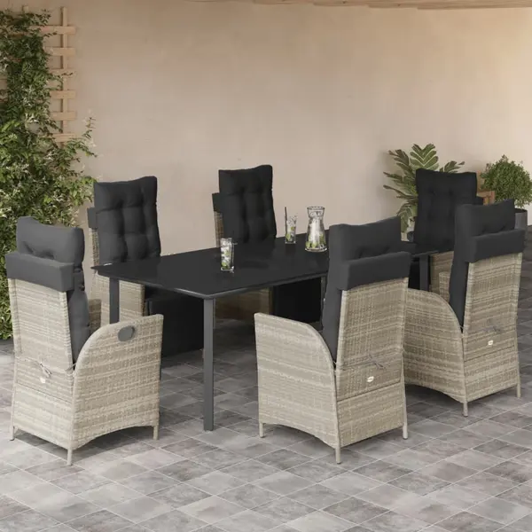 Gossi set mobilier de gradina cu perne, 7 piese gri deschis poliratan