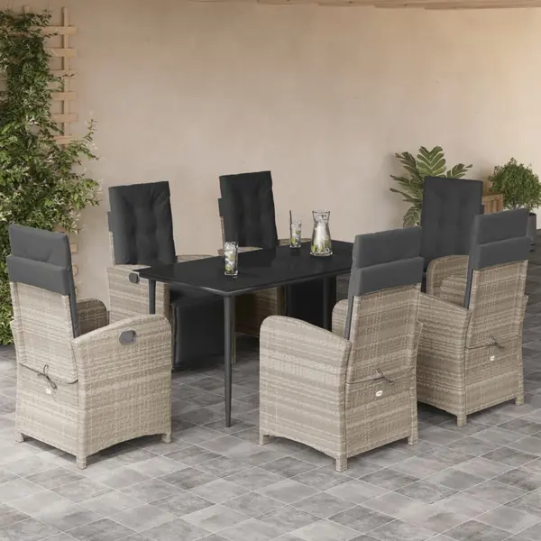 Gossi set mobilier de gradina cu perne, 7 piese gri deschis poliratan