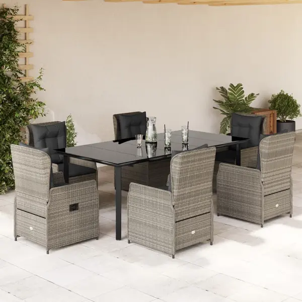 Gossi set mobilier de gradina cu perne, 7 piese gri deschis poliratan