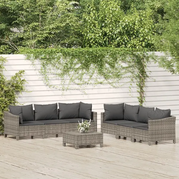 Gossi set mobilier de gradina cu perne, 7 piese, gri, poliratan