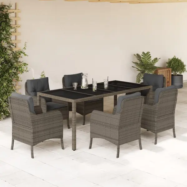Gossi set mobilier de gradina cu perne, 7 piese, gri, poliratan
