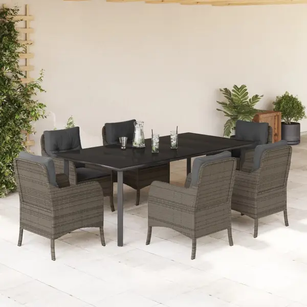 Gossi set mobilier de gradina cu perne, 7 piese, gri, poliratan
