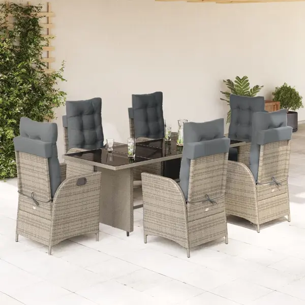Gossi set mobilier de gradina cu perne, 7 piese, gri, poliratan