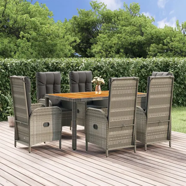 Gossi set mobilier de gradina cu perne, 7 piese, gri, poliratan