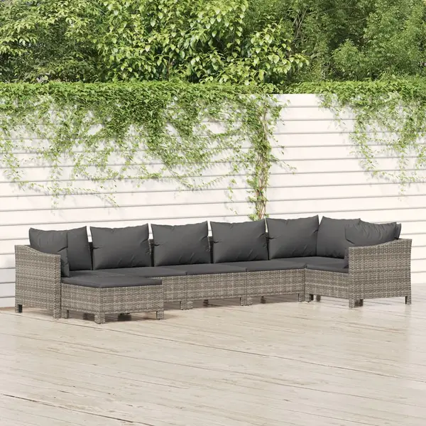 Gossi set mobilier de gradina cu perne, 7 piese, gri, poliratan