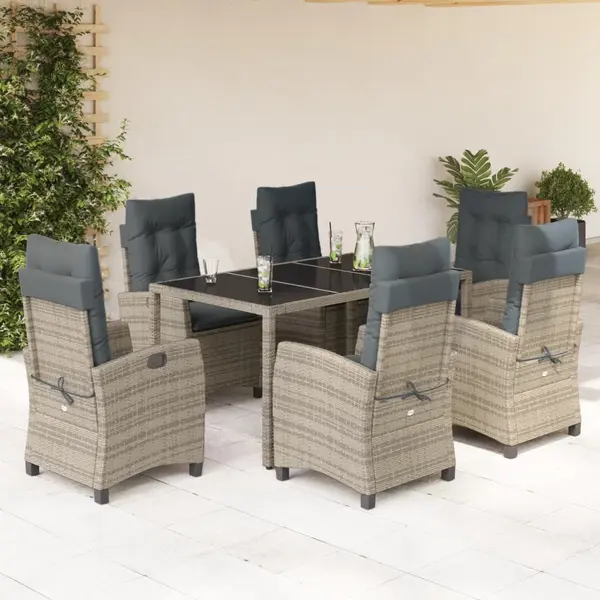 Gossi set mobilier de gradina cu perne, 7 piese, gri, poliratan