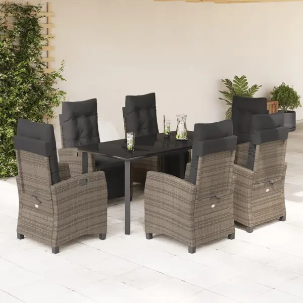 Gossi set mobilier de gradina cu perne, 7 piese, gri, poliratan