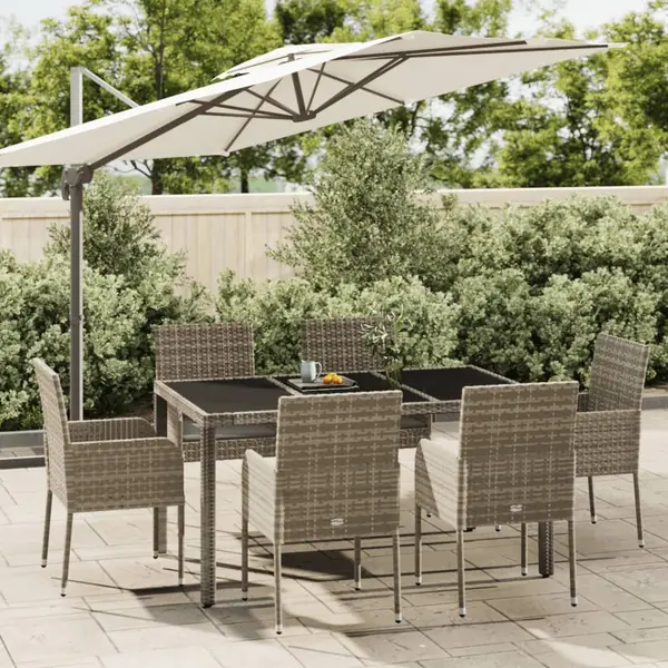 Gossi set mobilier de gradina cu perne, 7 piese, gri, poliratan