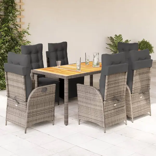 Gossi set mobilier de gradina cu perne, 7 piese, gri, poliratan