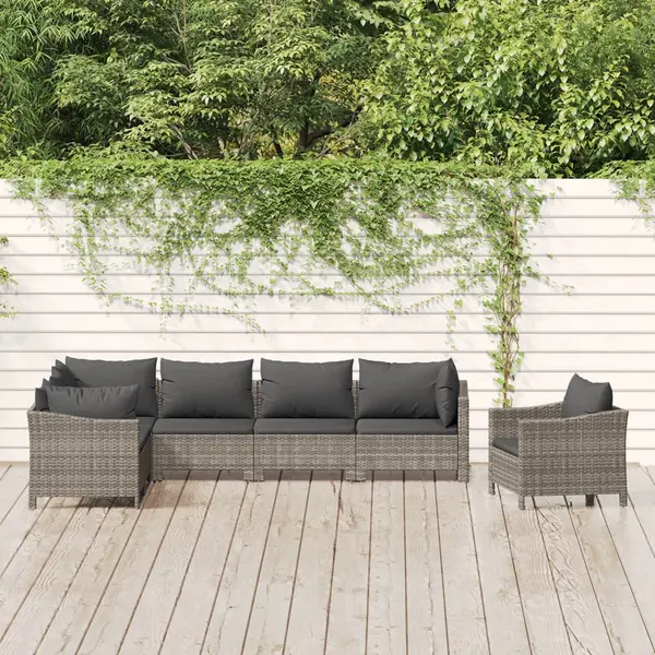 Gossi set mobilier de gradina cu perne, 7 piese, gri, poliratan