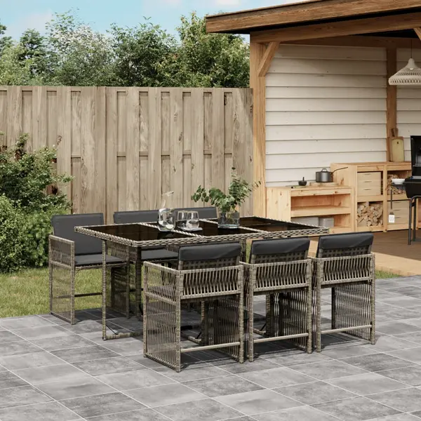 Gossi set mobilier de gradina cu perne, 7 piese, gri, poliratan