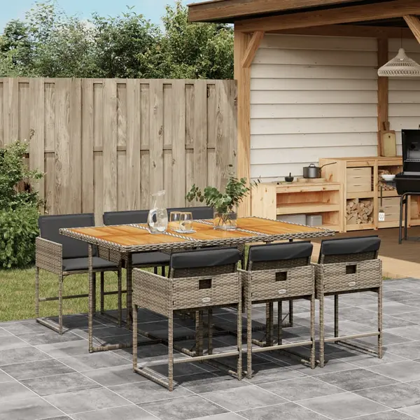 Gossi set mobilier de gradina cu perne, 7 piese, gri, poliratan