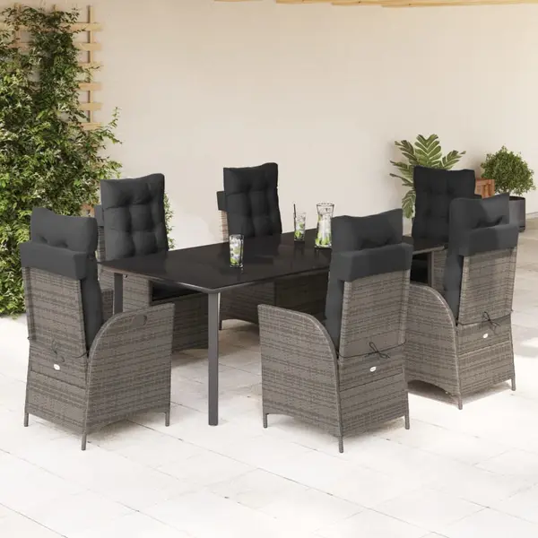 Gossi set mobilier de gradina cu perne, 7 piese, gri, poliratan