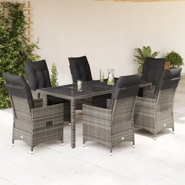 Gossi set mobilier de gradina cu perne, 7 piese, gri, poliratan