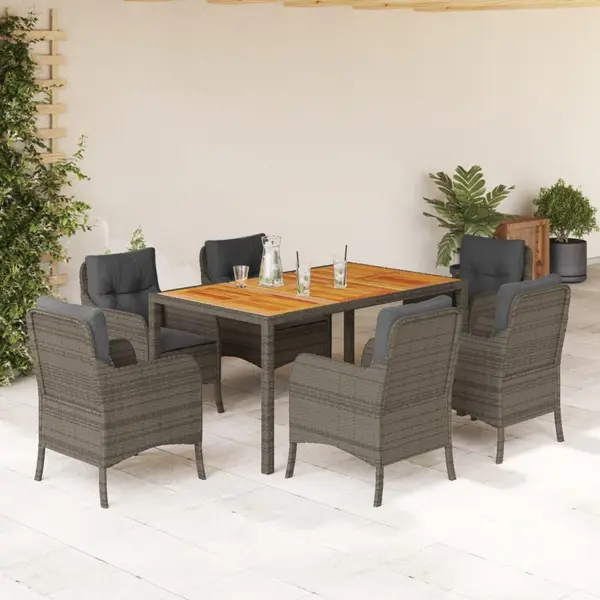 Gossi set mobilier de gradina cu perne, 7 piese, gri, poliratan