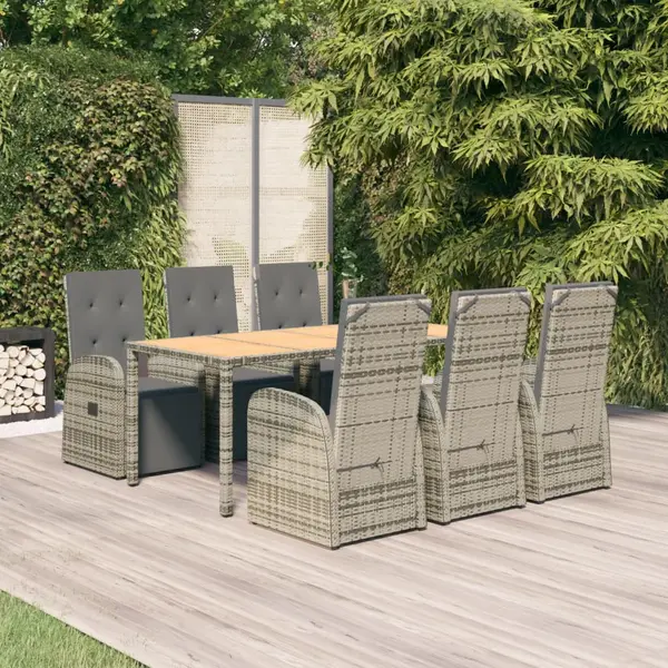 Gossi set mobilier de gradina cu perne, 7 piese, gri, poliratan