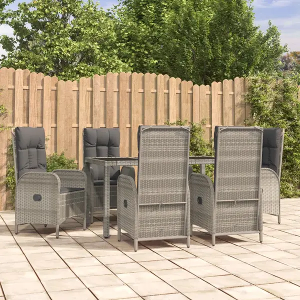 Gossi set mobilier de gradina cu perne, 7 piese, gri, poliratan