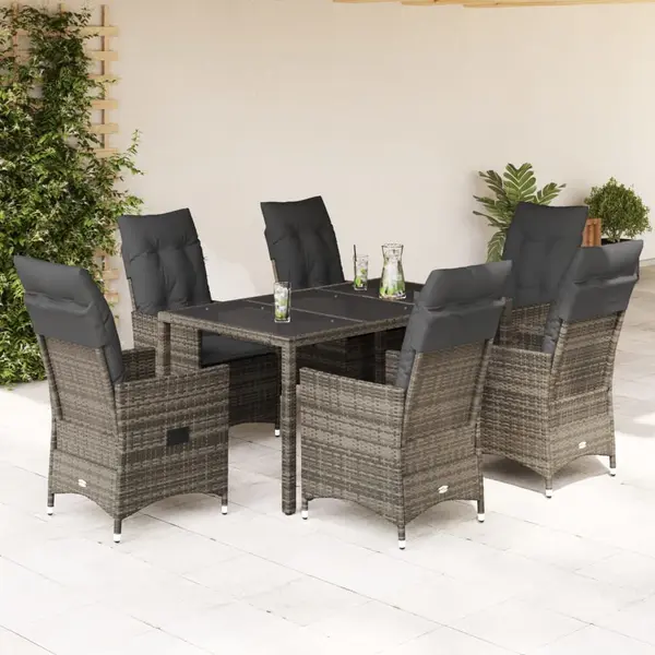 Gossi set mobilier de gradina cu perne, 7 piese, gri, poliratan