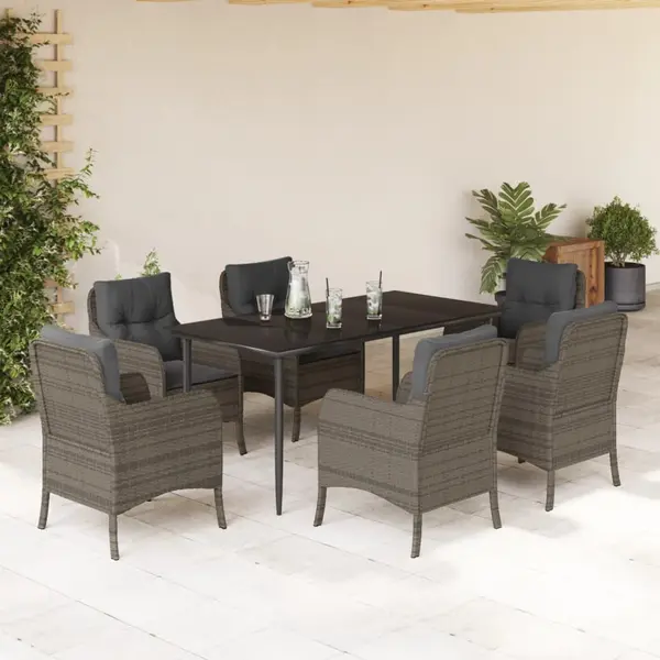 Gossi set mobilier de gradina cu perne, 7 piese, gri, poliratan