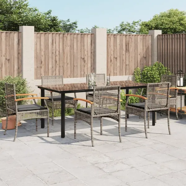 Gossi set mobilier de gradina cu perne, 7 piese, gri, poliratan