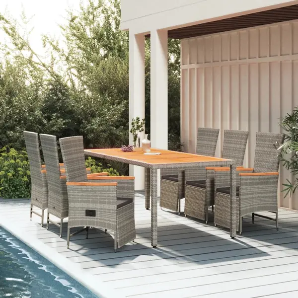 Gossi set mobilier de gradina cu perne, 7 piese, gri, poliratan