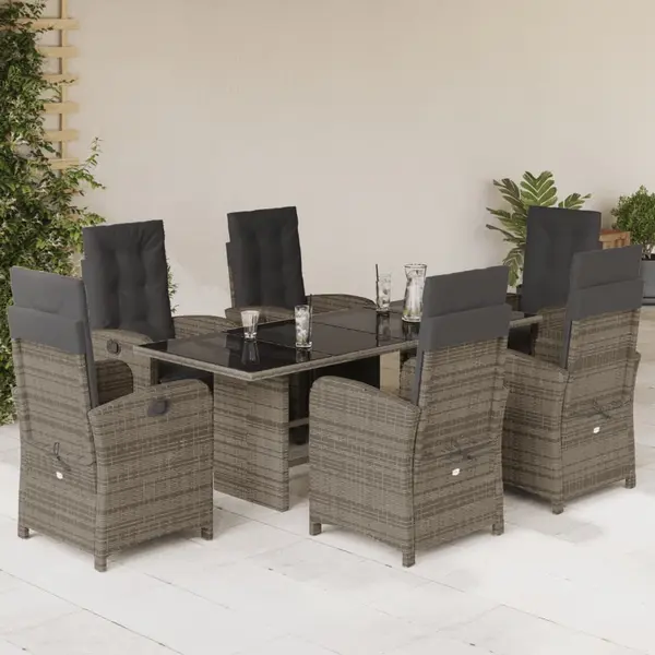 Gossi set mobilier de gradina cu perne, 7 piese, gri, poliratan