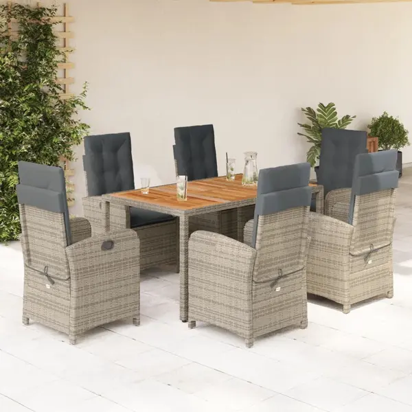 Gossi set mobilier de gradina cu perne, 7 piese, gri, poliratan