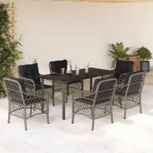 Gossi set mobilier de gradina cu perne, 7 piese, gri, poliratan