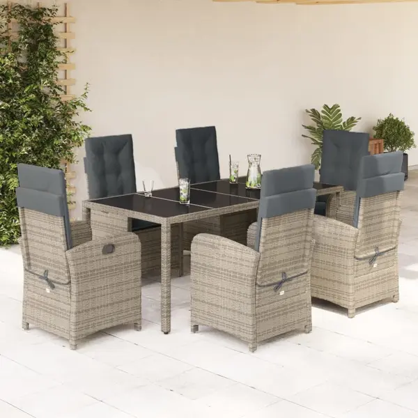 Gossi set mobilier de gradina cu perne, 7 piese, gri, poliratan