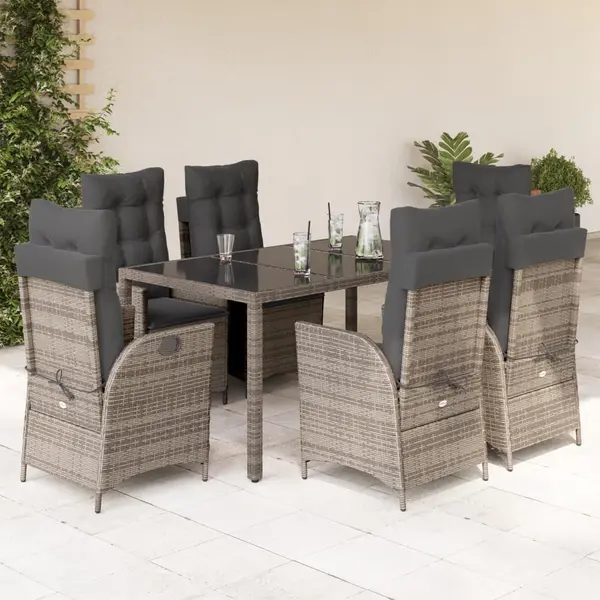 Gossi set mobilier de gradina cu perne, 7 piese, gri, poliratan