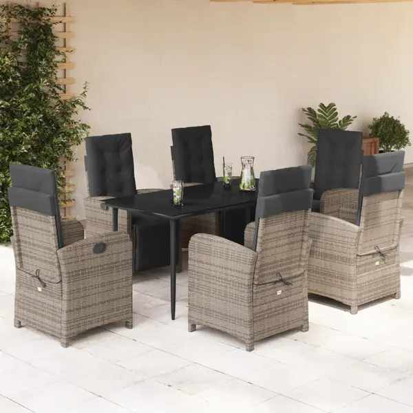 Gossi set mobilier de gradina cu perne, 7 piese, gri, poliratan