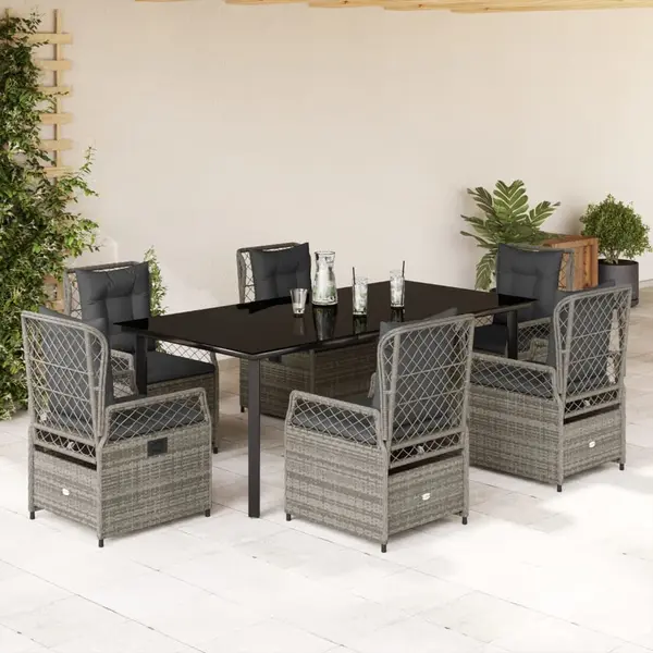 Gossi set mobilier de gradina cu perne, 7 piese, gri, poliratan
