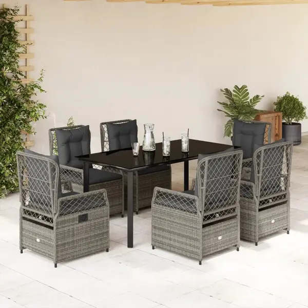 Gossi set mobilier de gradina cu perne, 7 piese, gri, poliratan