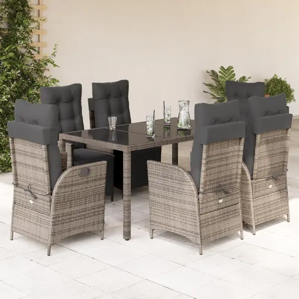 Gossi set mobilier de gradina cu perne, 7 piese, gri, poliratan