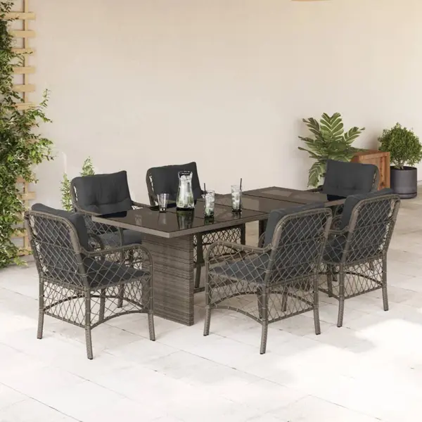 Gossi set mobilier de gradina cu perne, 7 piese, gri, poliratan