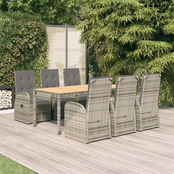 Gossi set mobilier de gradina cu perne, 7 piese, gri, poliratan