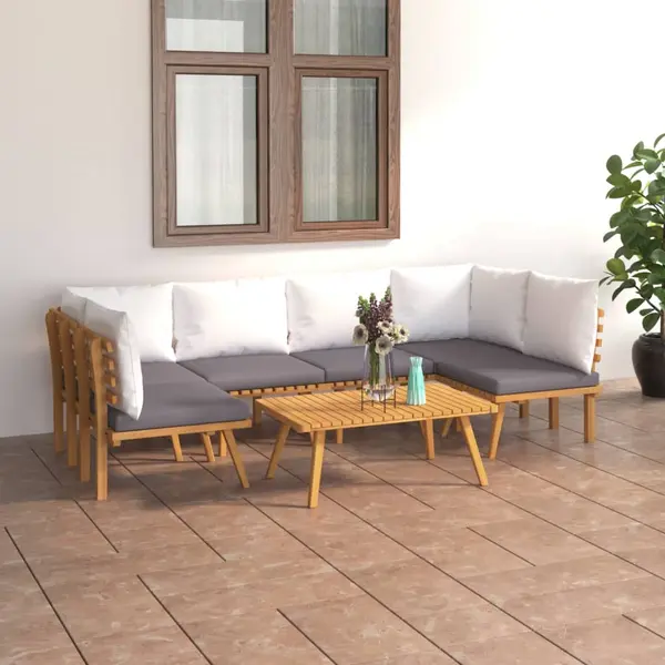 Gossi set mobilier de gradina cu perne, 7 piese, lemn masiv acacia