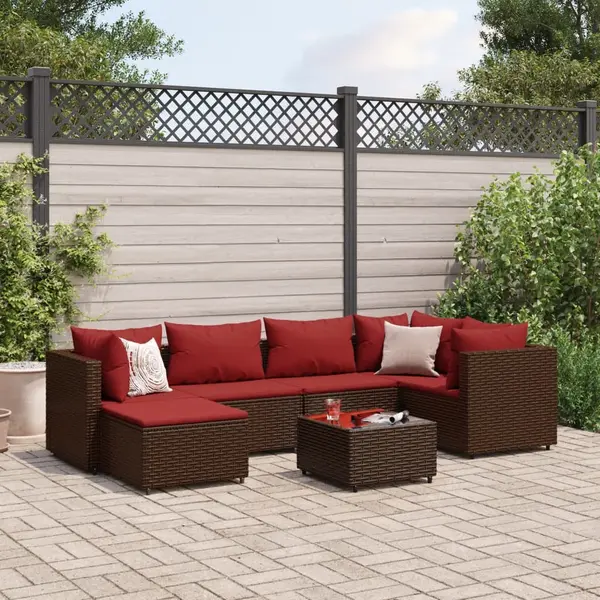 Gossi set mobilier de gradina cu perne, 7 piese, maro, poliratan