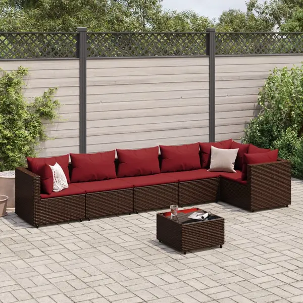 Gossi set mobilier de gradina cu perne, 7 piese, maro, poliratan