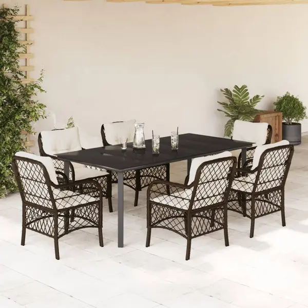 Gossi set mobilier de gradina cu perne, 7 piese, maro, poliratan