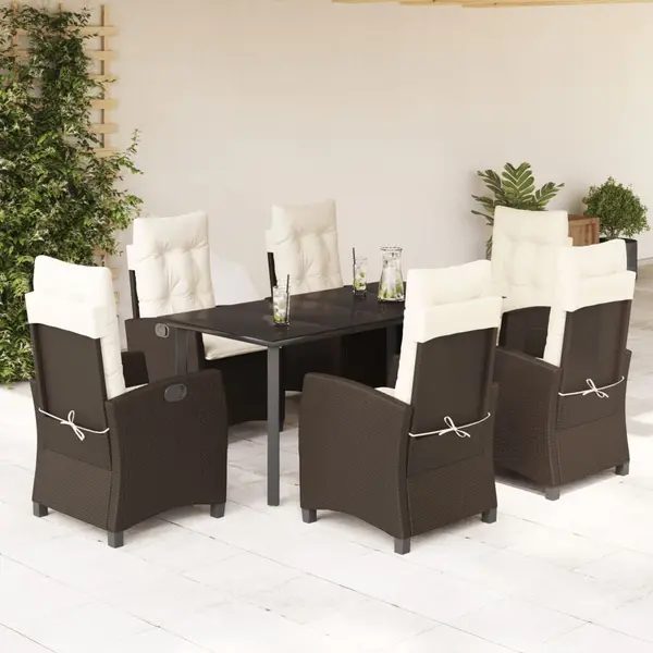 Gossi set mobilier de gradina cu perne, 7 piese, maro, poliratan