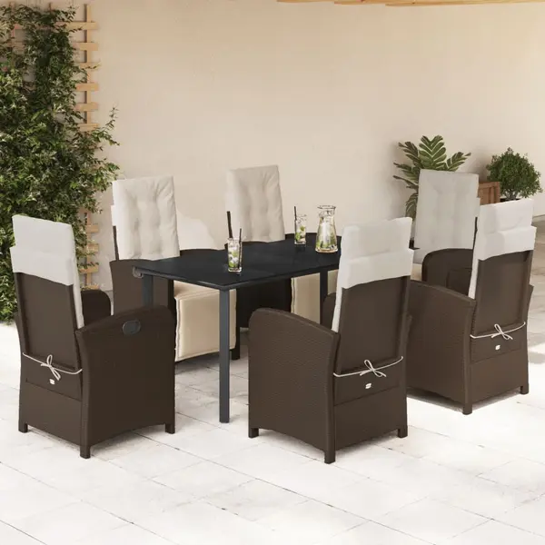 Gossi set mobilier de gradina cu perne, 7 piese, maro, poliratan