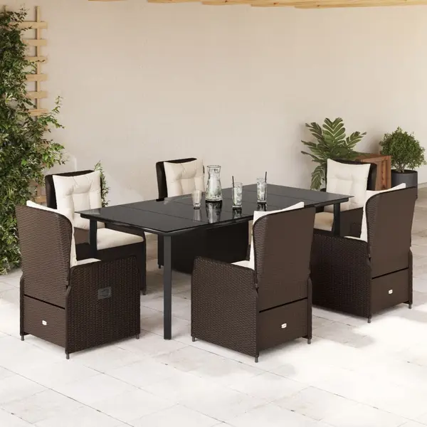 Gossi set mobilier de gradina cu perne, 7 piese, maro, poliratan