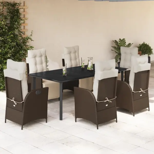 Gossi set mobilier de gradina cu perne, 7 piese, maro, poliratan