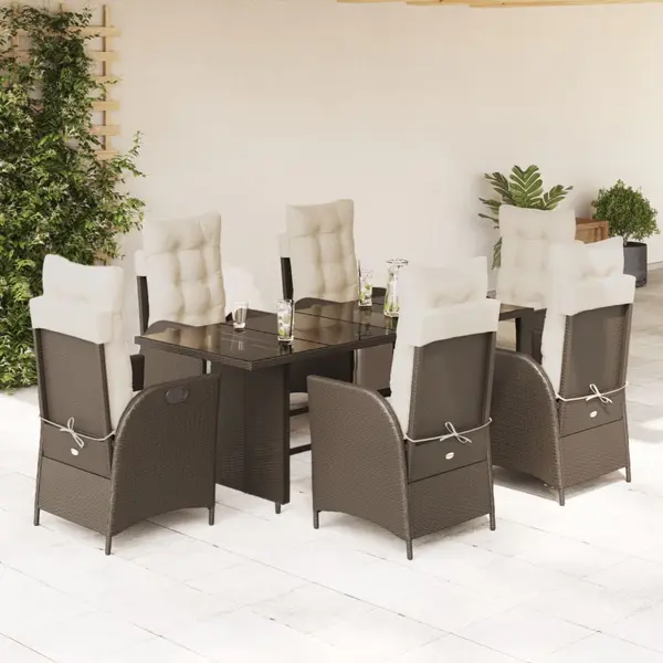 Gossi set mobilier de gradina cu perne, 7 piese, maro, poliratan