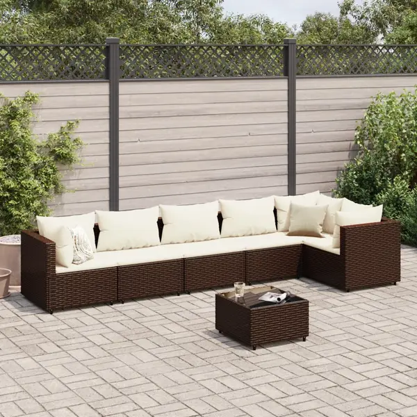 Gossi set mobilier de gradina cu perne, 7 piese, maro, poliratan