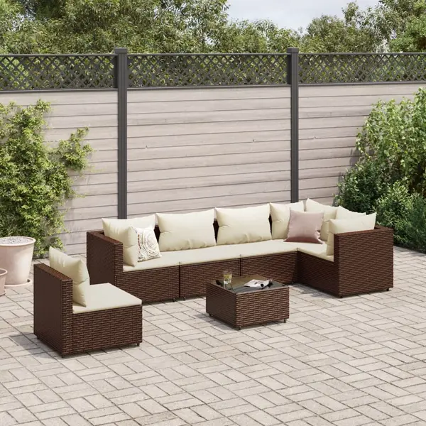 Gossi set mobilier de gradina cu perne, 7 piese, maro, poliratan